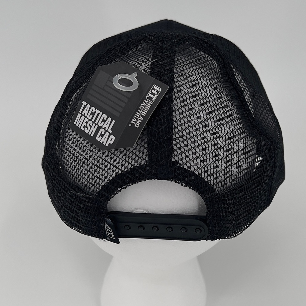 NWT Highland Tactical USA American Flag Black Trucker Mesh Adjustable Cap Hat - Picture 3 of 8